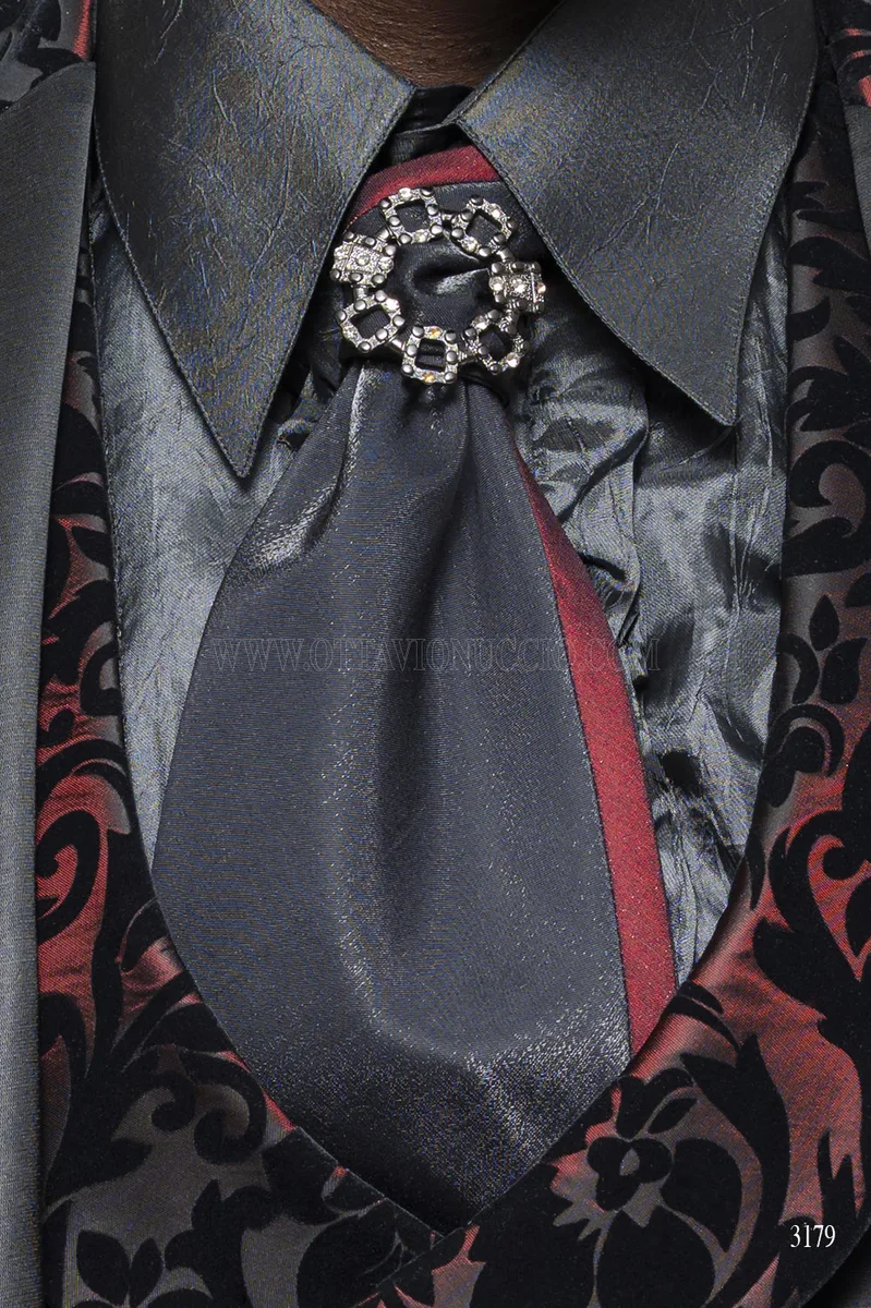 Frac Steampunk in Velluto Broccato - Nero e Bordeaux - Limited Edition 8