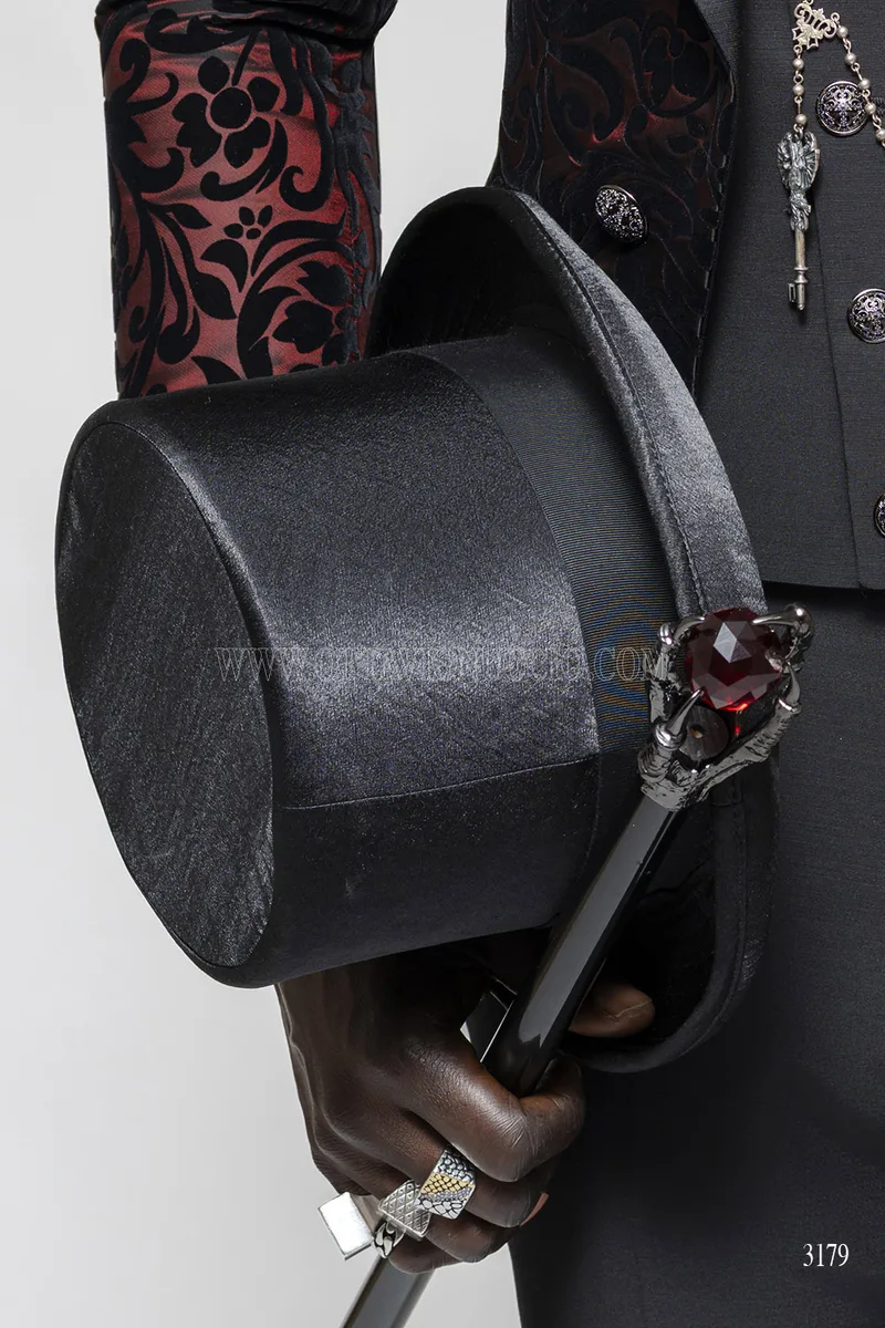 Frac Steampunk in Velluto Broccato - Nero e Bordeaux - Limited Edition 10