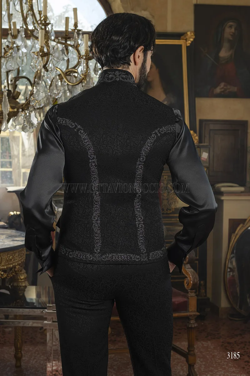 Frac Nero Ricamato - Eleganza Gotica Sartoriale Made in Italy – pa-dietro