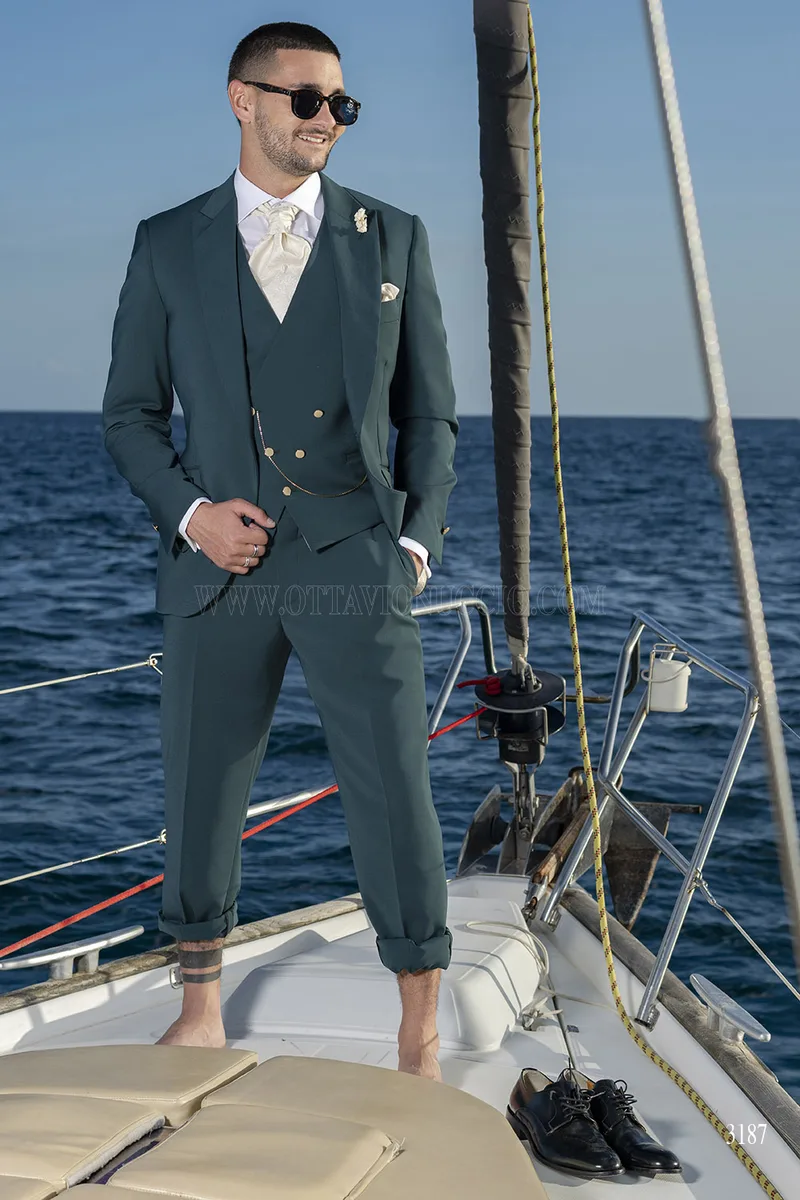 Abito da Sposo Verde Petrolio Luxury – Sartoria Italiana – fi