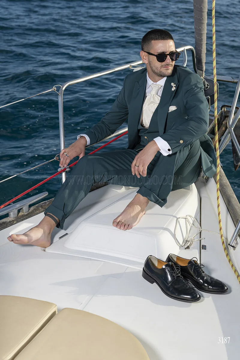 Abito da Sposo Verde Petrolio Luxury – Sartoria Italiana – fi