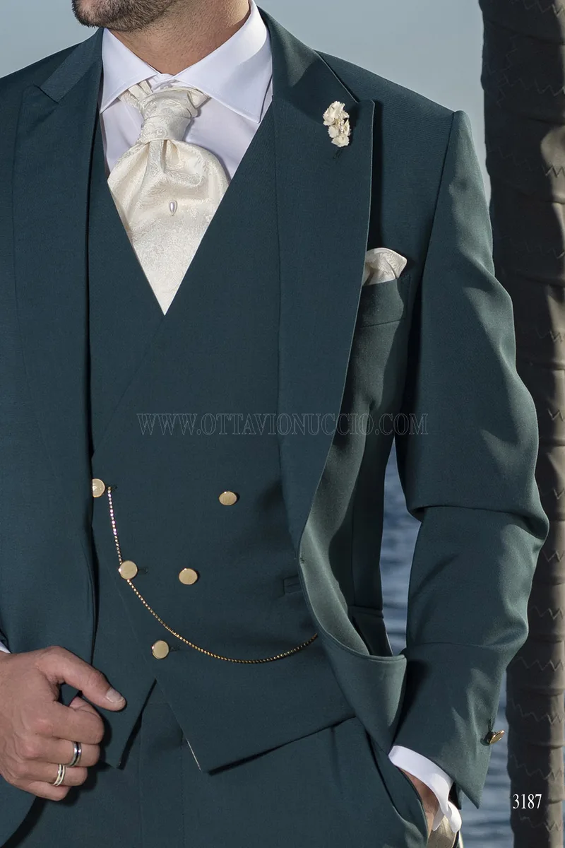 Abito da Sposo Verde Petrolio Luxury – Sartoria Italiana 4