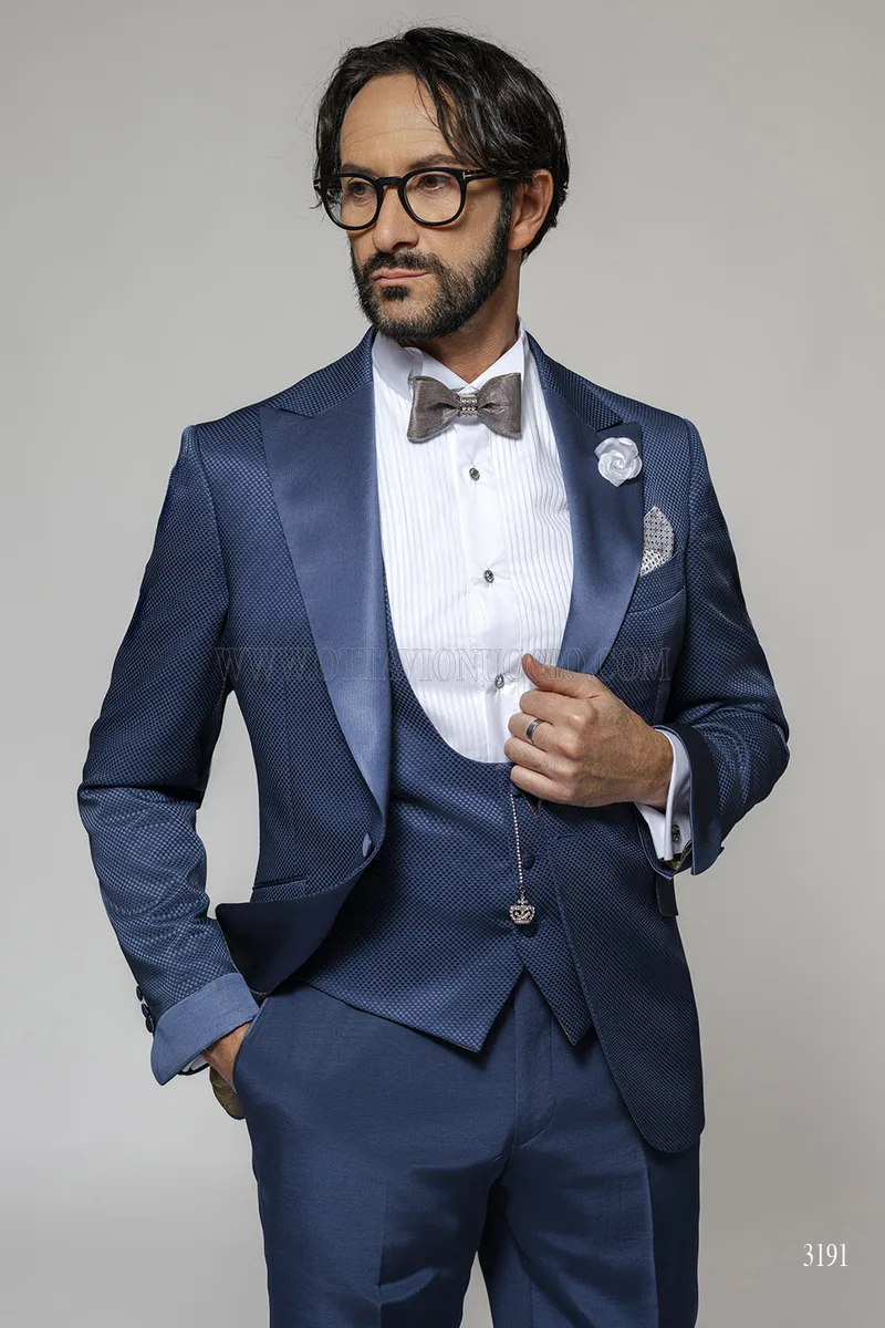 Abito da Cerimonia Uomo Blu Royal con Dettagli in Raso – pa