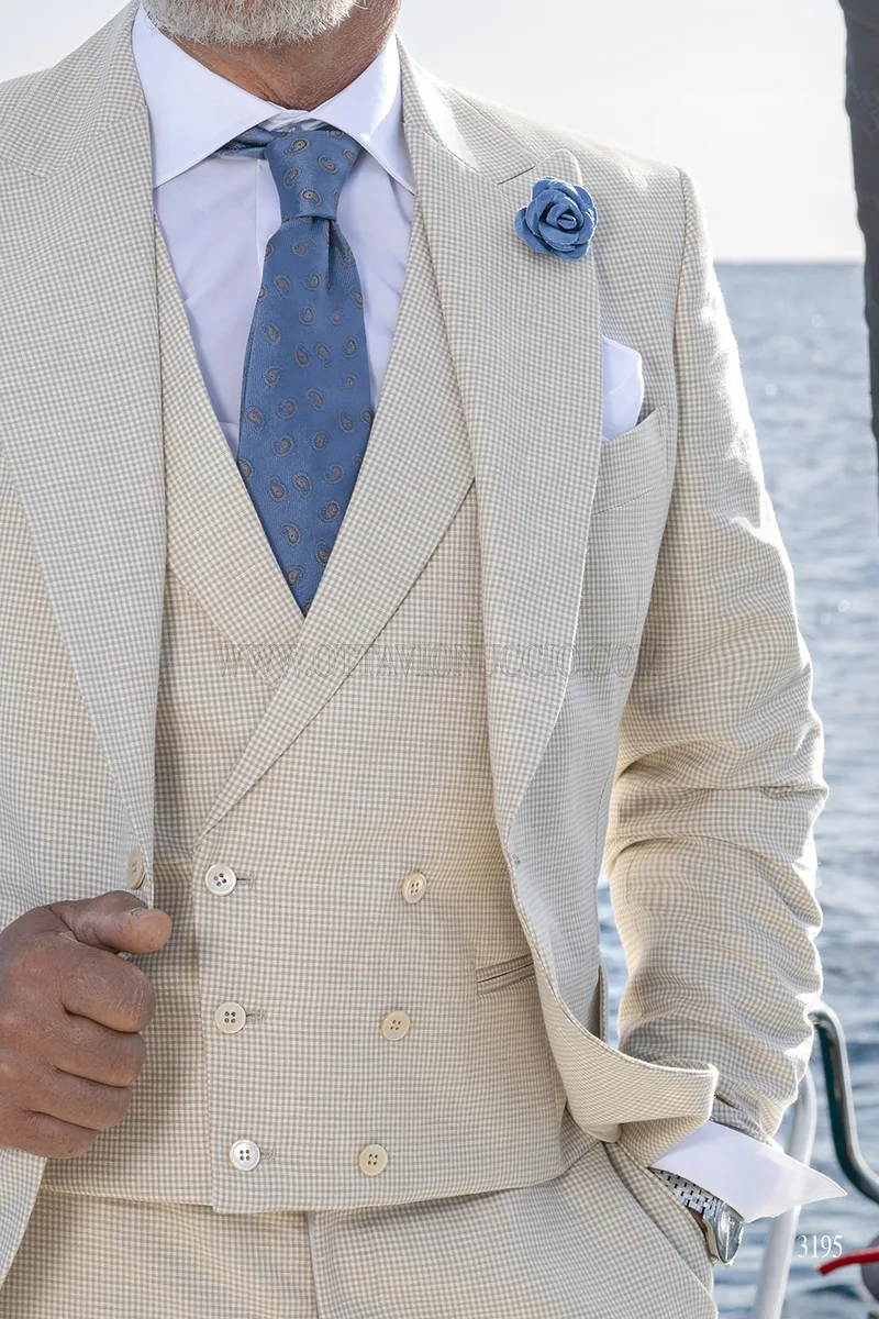 Abito Cerimonia Uomo 3 Pezzi in Lino e Cotone - Made in Italy 5