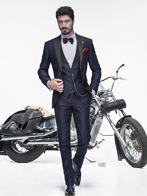 Abito sposo blu in shantung
