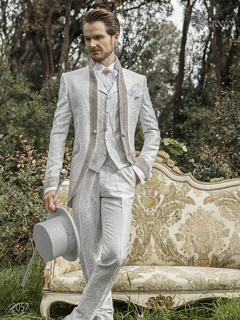Abito da sposo stile barocco bianco con strass crystal
