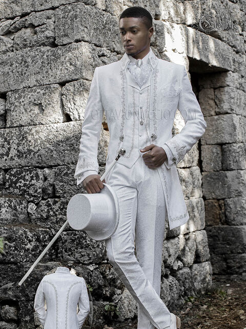Abito uomo da sposo luxury damascato bianco