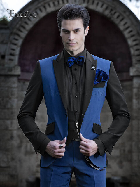 Abito da sposo uomo moderno blu elettrico e nero