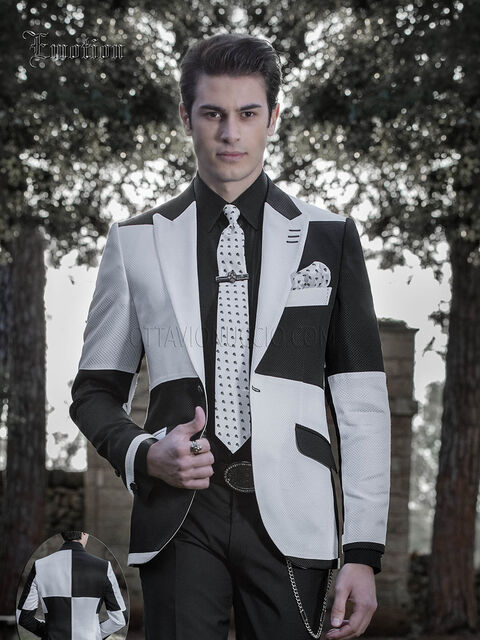 Abito moda uomo hipster bianco e nero | Abito su misura