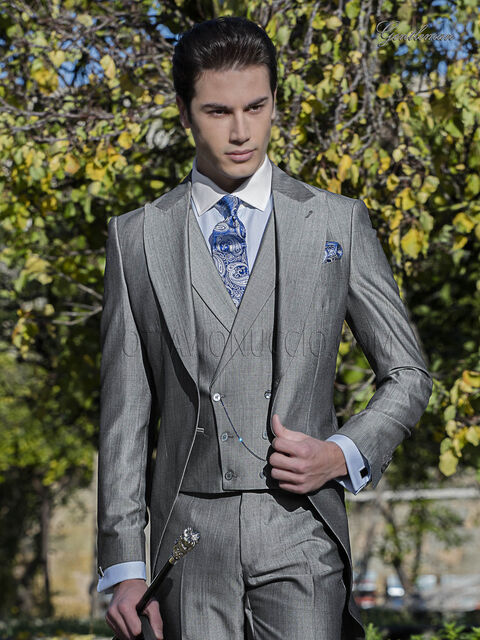 Abito sposo tight moderno grigio in lana mohair