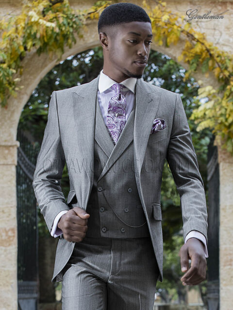 Abito moda cerimonia uomo fashion grigio in lana mohair