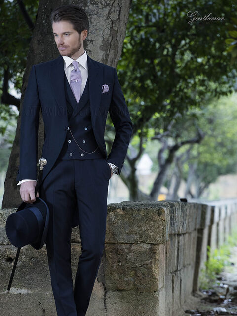 Tight abito da cerimonia uomo blu in misto lana mohair