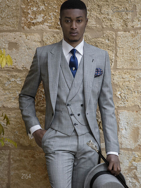Vestito uomo principe di galles grigio da sposo