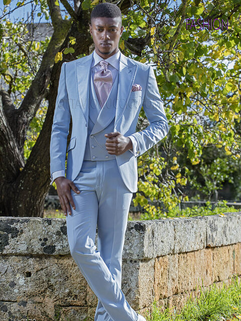 Abito uomo celeste da matrimonio sposo