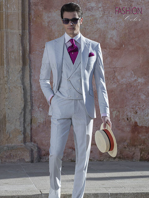 Completo sposo abito fashion pied de poule grigio perla
