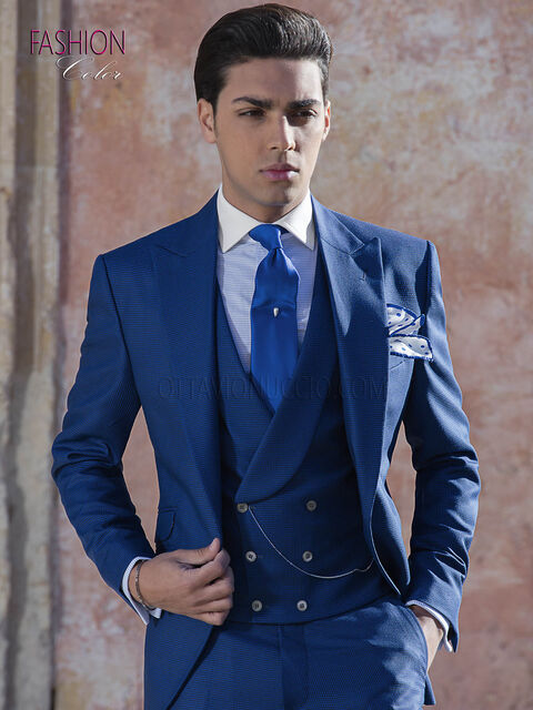 Completo da sposo abito blu pied de poule moda fashion