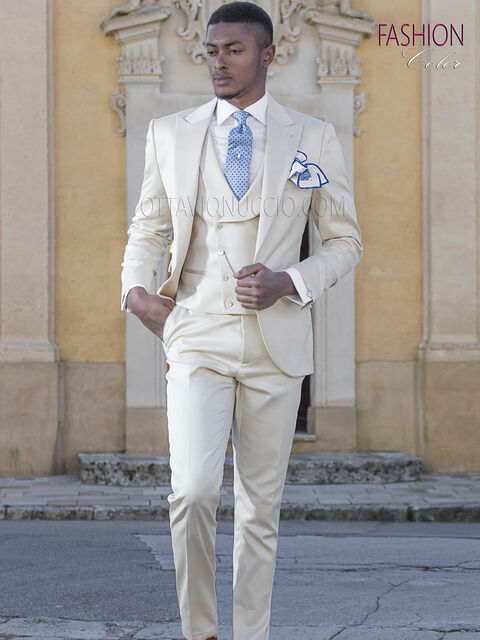 Abito in raso luxury di cotone beige per matrimoni estivi