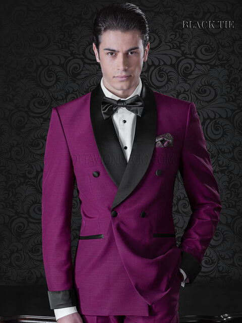 Smoking doppiopetto fucsia da matrimonio uomo