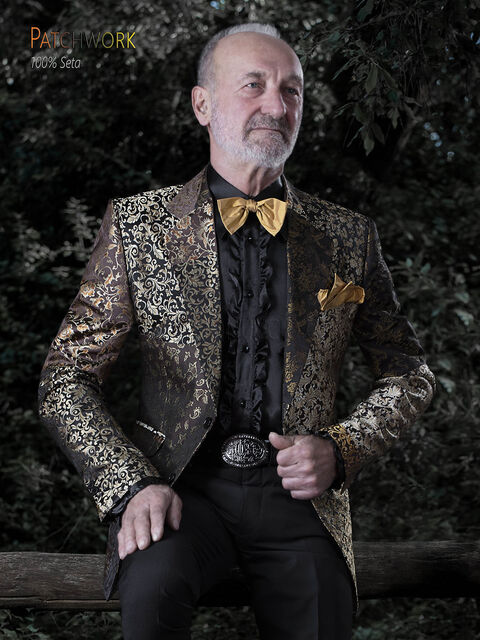 Giacca uomo seta patchwork oro | Giacca su misura