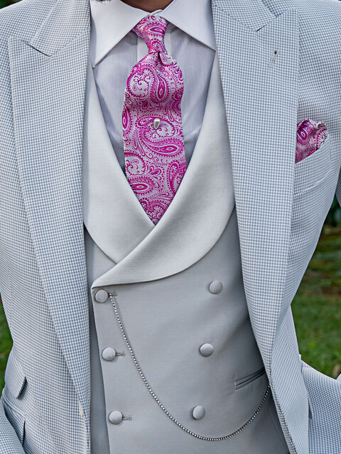 Gilet doppiopetto sciallato grigio perla