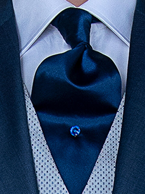 Fazzoletto seta cachemire blue e bianco