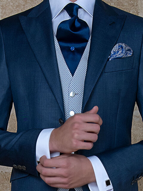 Gilet 5 bottoni in pura seta grigio perla con microdisegni