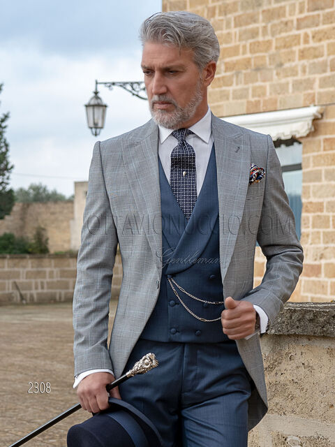 Tight principe di galles con gilet e pantalone blu