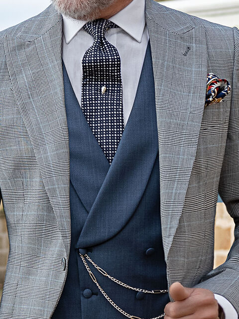 Gilet doppiopetto sciallato blu