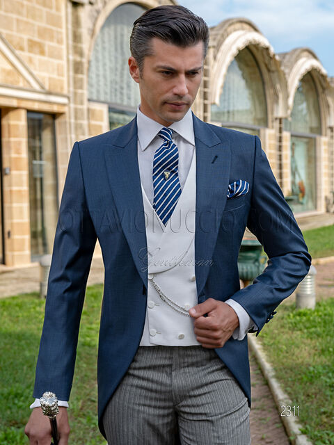 Tight vestito uomo blu classico, pantalone rigato
