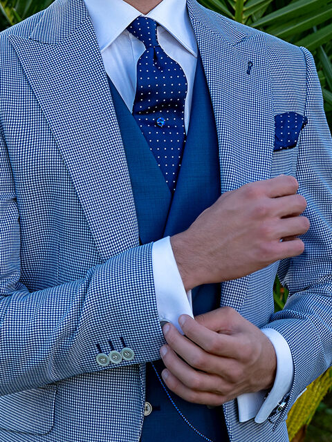 Gilet doppiopetto sciallato blu royal