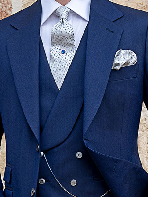 Gilet doppiopetto blu sciallato lana viscosa