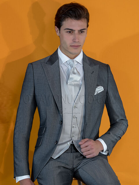 Vestito da sposo uomo fashion grigio misto lana mohair
