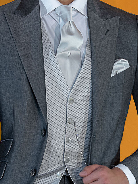Gilet seta con microdisegni grigio