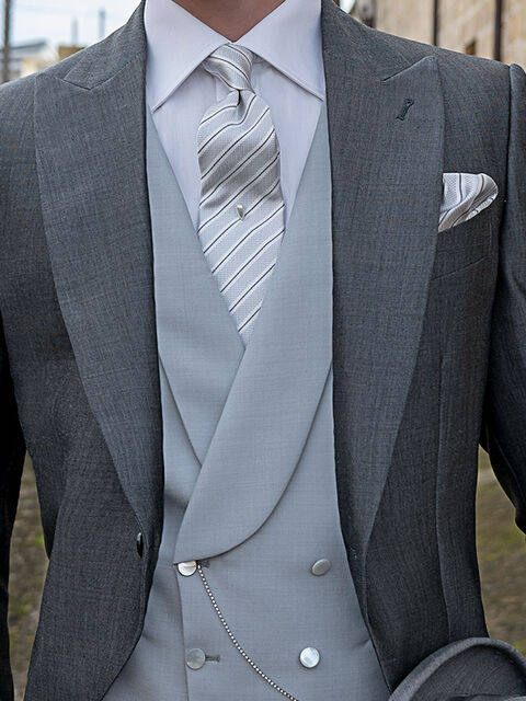 Gilet doppiopetto sciallato cadi grigio perla