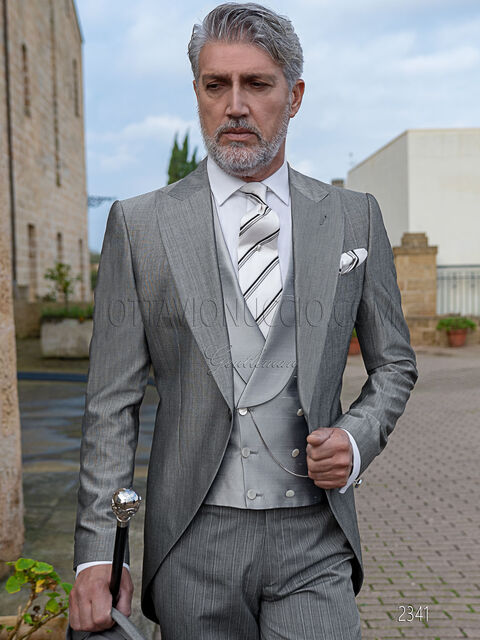 Abito Tight classico da sposo in misto lana grigio