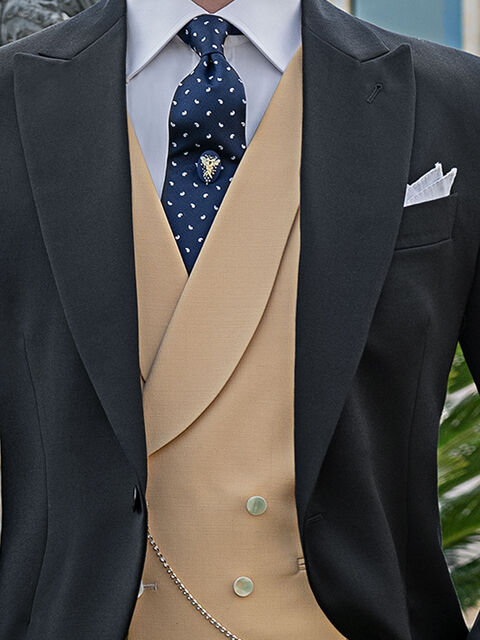 Gilet doppiopetto sciallato beige