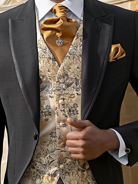 Gilet in misto viscosa jacquard oro