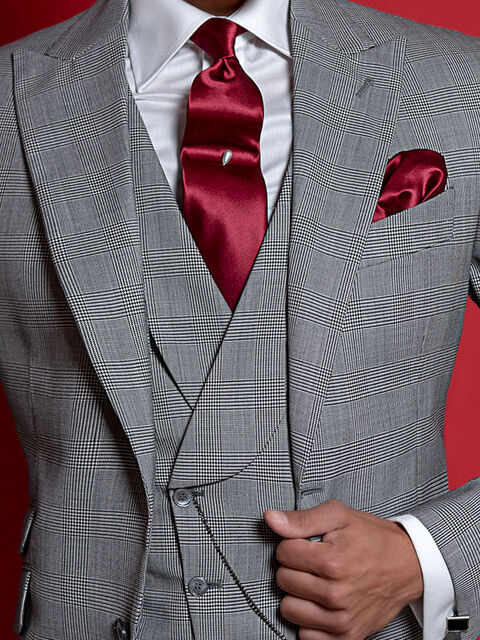 Gilet doppiopetto sciallato Principe di Galles bianco nero
