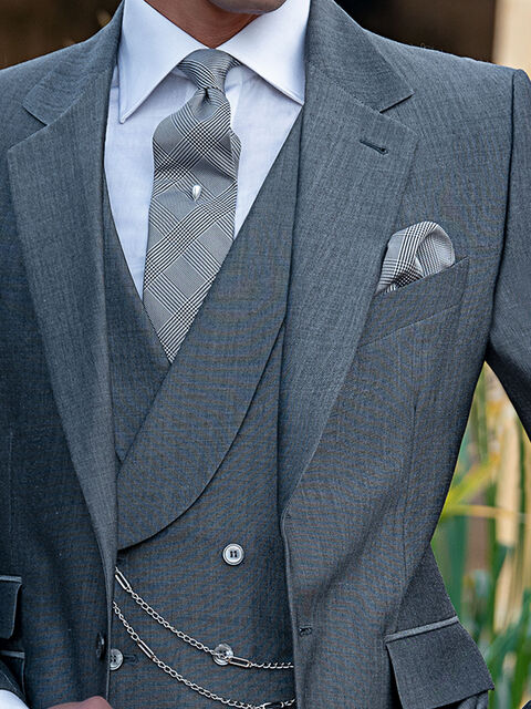 Gilet Doppiopetto misto lana mohair grigio