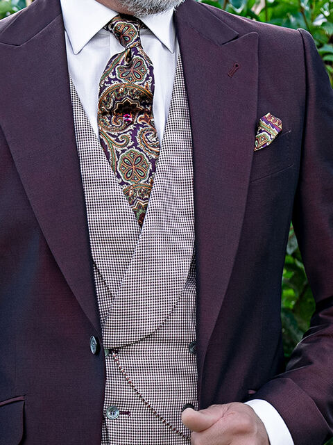Gilet doppiopetto sciallato bordeaux