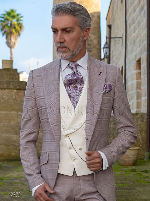Vestito sposo moderno principe di Galles bordeaux