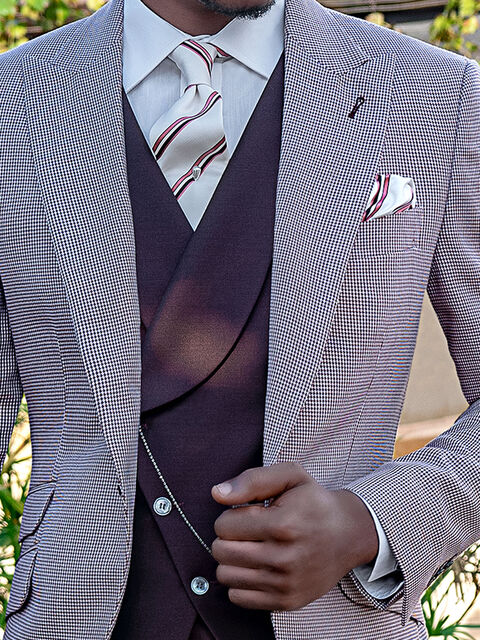 Gilet doppiopetto asimmetrico misto mohair bordeaux