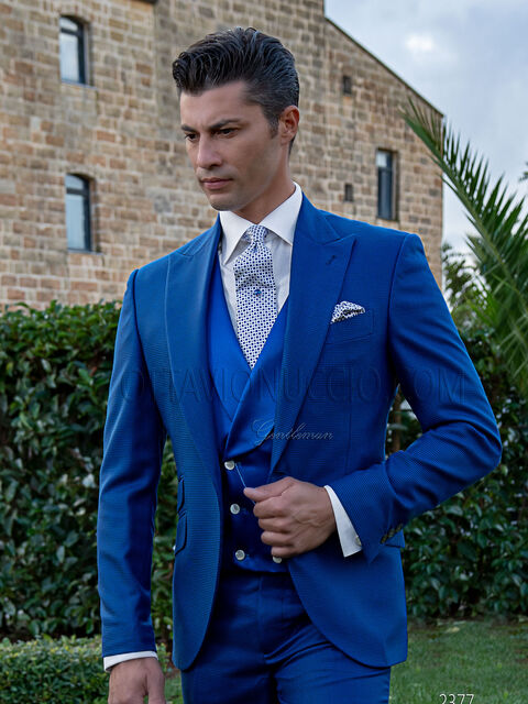 Abito uomo cerimonia fashion pied poul blu royal