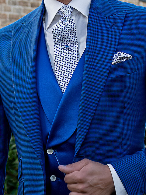 Gilet doppiopetto in raso blu royal