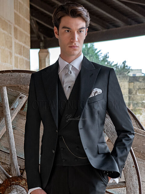 Vestito da cerimonia uomo nero in pura lana