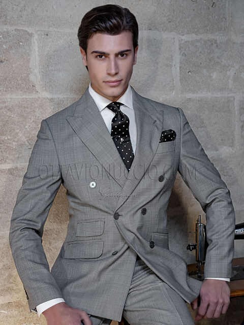 Vestito vintage doppiopetto uomo principe di galles grigio