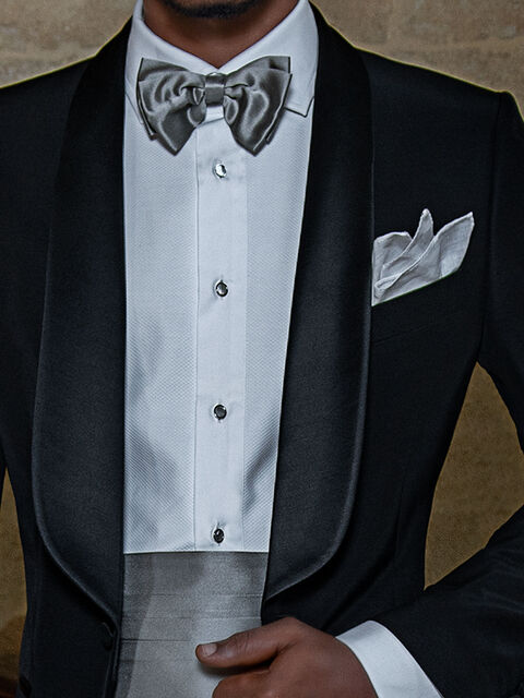 Camicia Tuxedo bianca in cotone con pettorina in Piquet