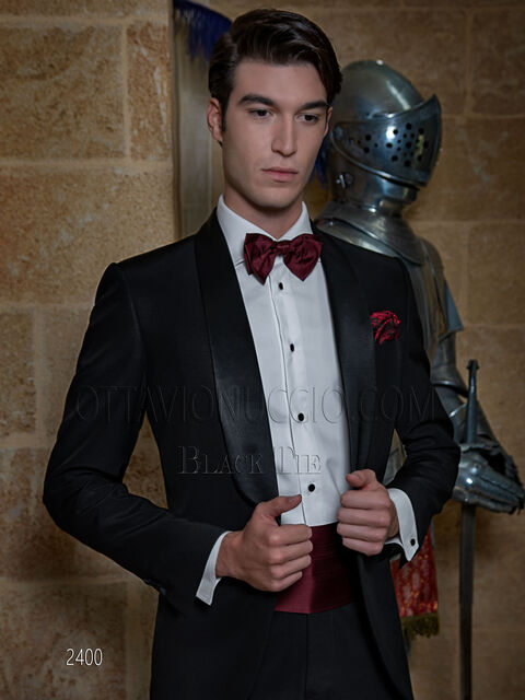 Vestito uomo da red carpet nero smoking sciallato