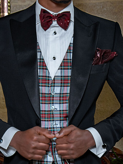Gilet in pura seta tartan grigio