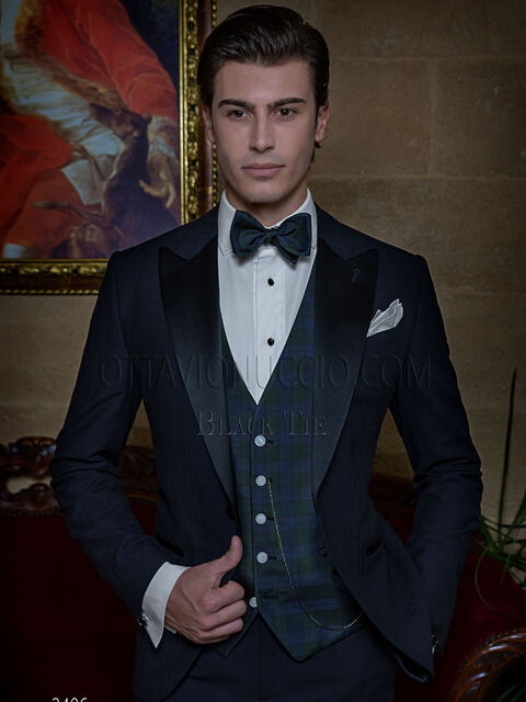 Vestito Smoking uomo da red carpet blu a quadri